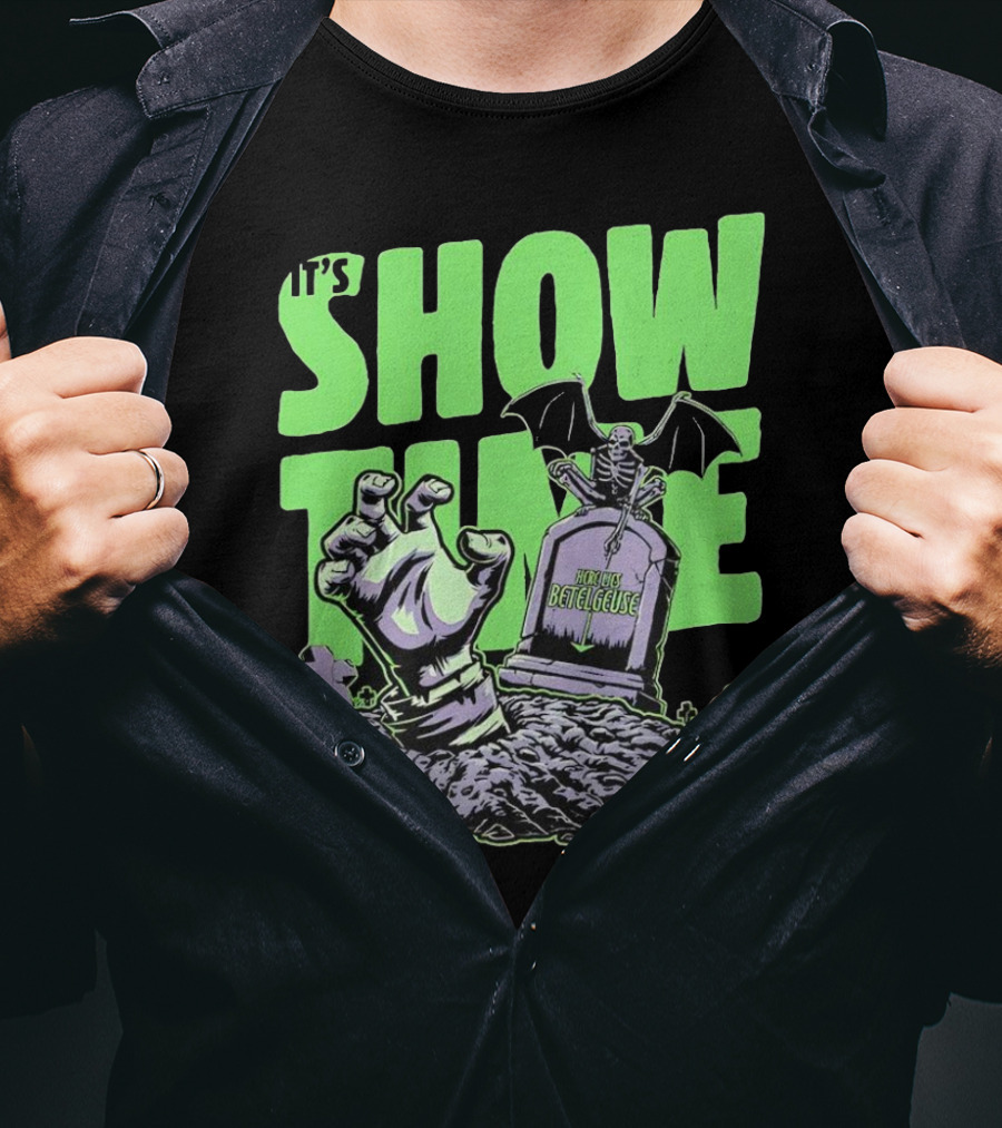 It's Showtime Here Lies Betelgeuse With Skeleton And Tombstone T-Shirt