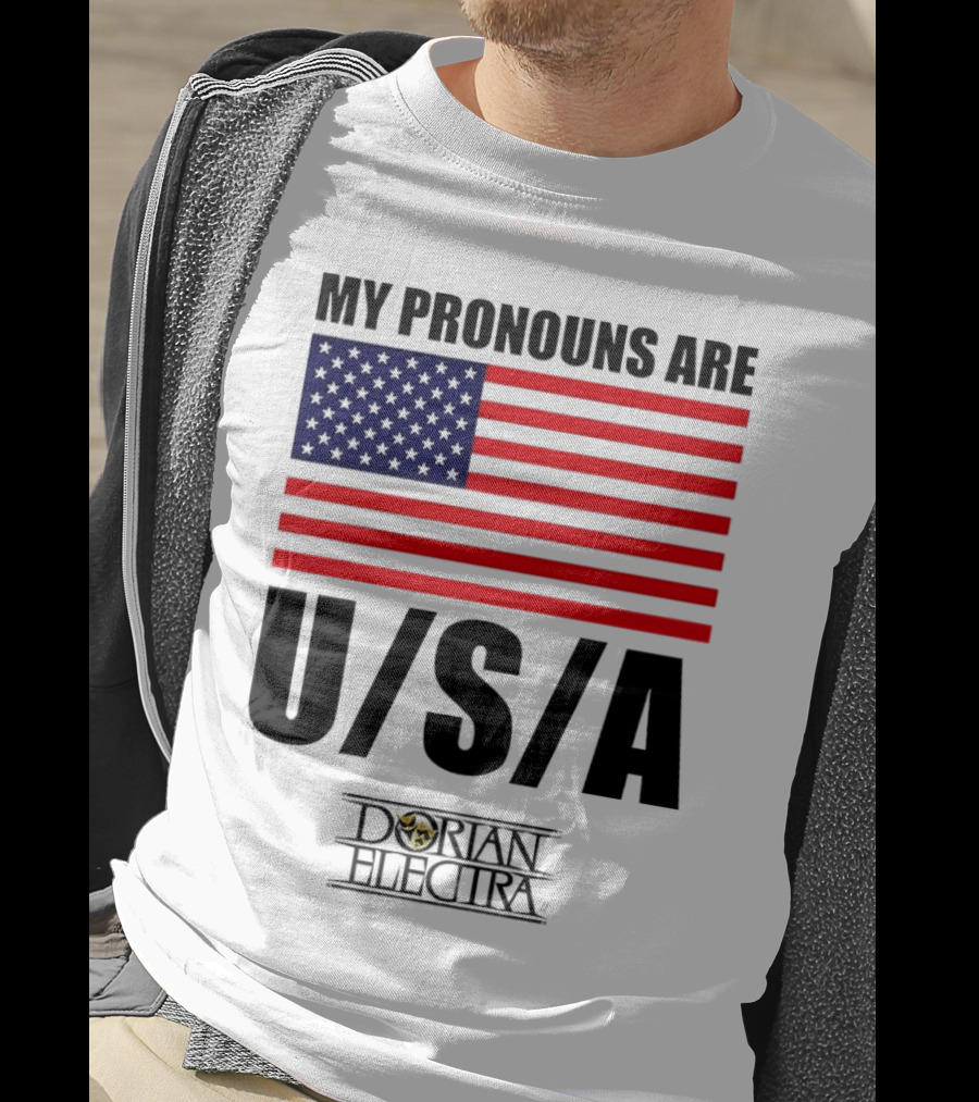 My Pronouns Are USA Dorian Electra American Flag T-Shirt