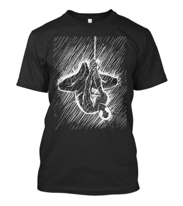 Spider-Man Hanging Upside Down In Heavy Rainstorm Sketch T-Shirt