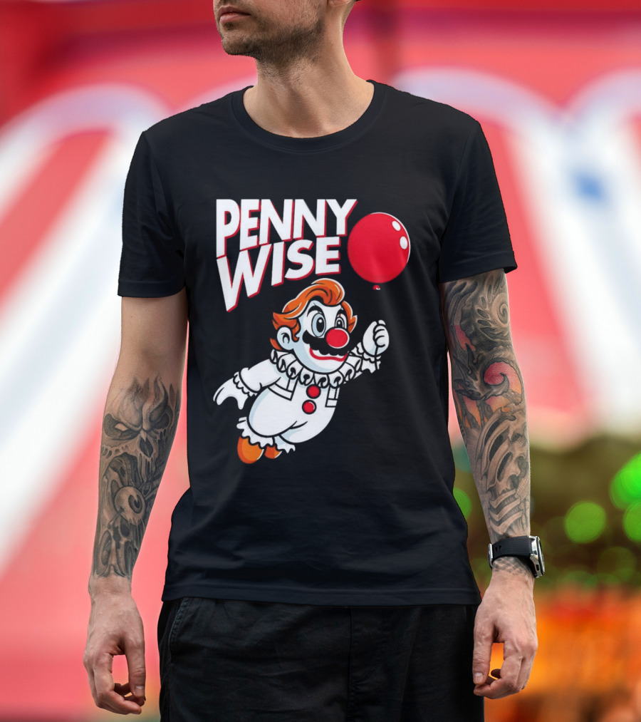 Pennywise Mario Mashup With Red Balloon T-Shirt
