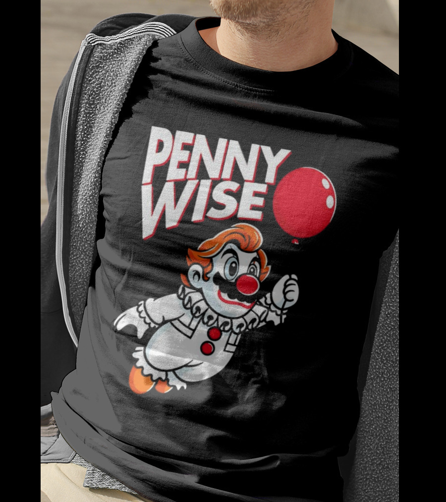 Pennywise Mario Mashup With Red Balloon T-Shirt