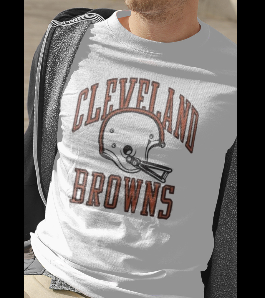 Cleveland Browns Helmet Icon White Black T-Shirt