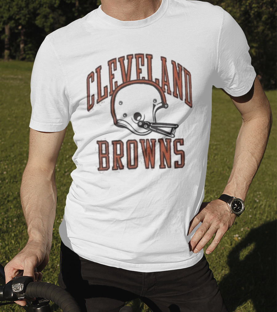 Cleveland Browns Helmet Icon White Black T-Shirt