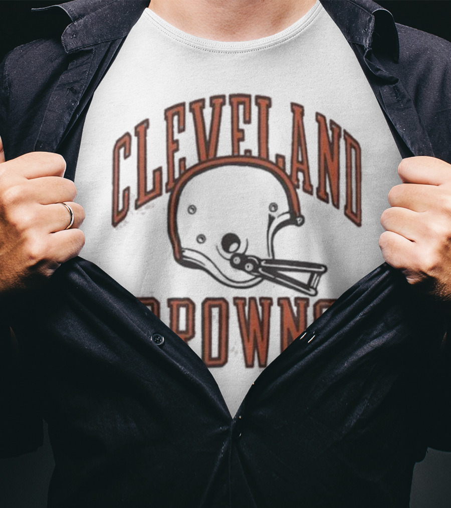 Cleveland Browns Helmet Icon White Black T-Shirt