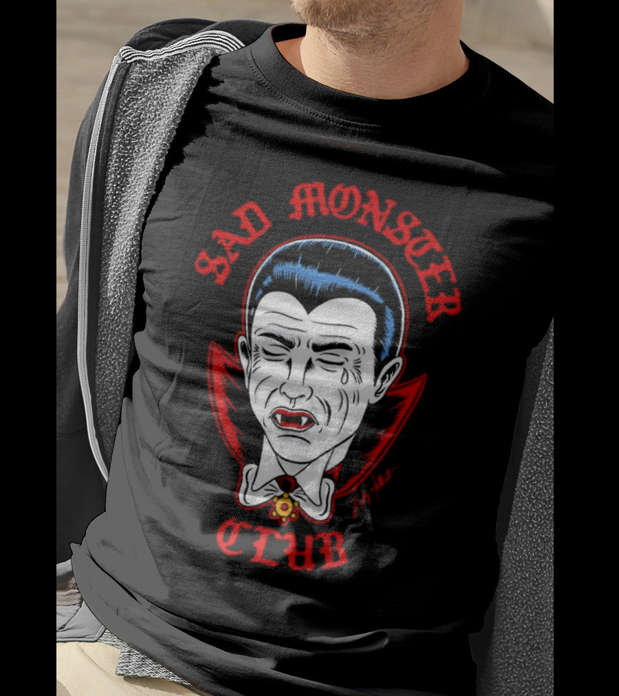 Sad Monster Club Dracula Face Fang Cape Tears T-Shirt