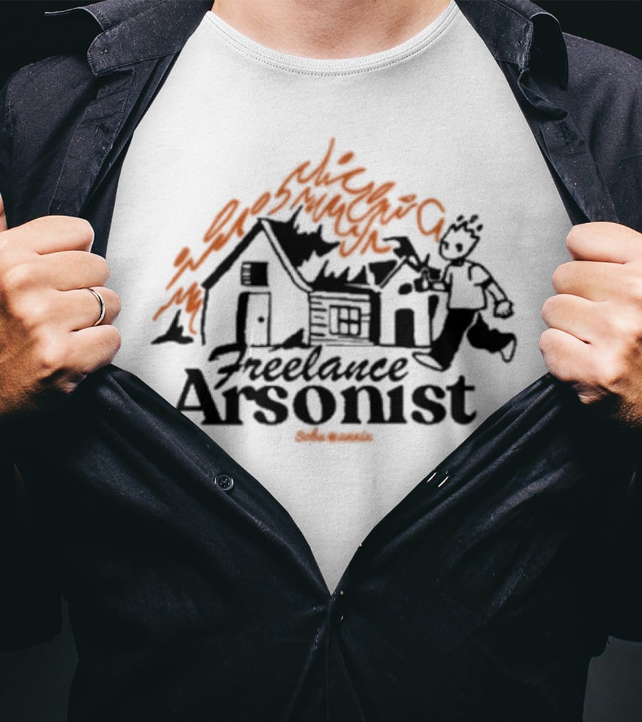 Freelance Arsonist So Sannix Burning Houses Cartoon T-Shirt