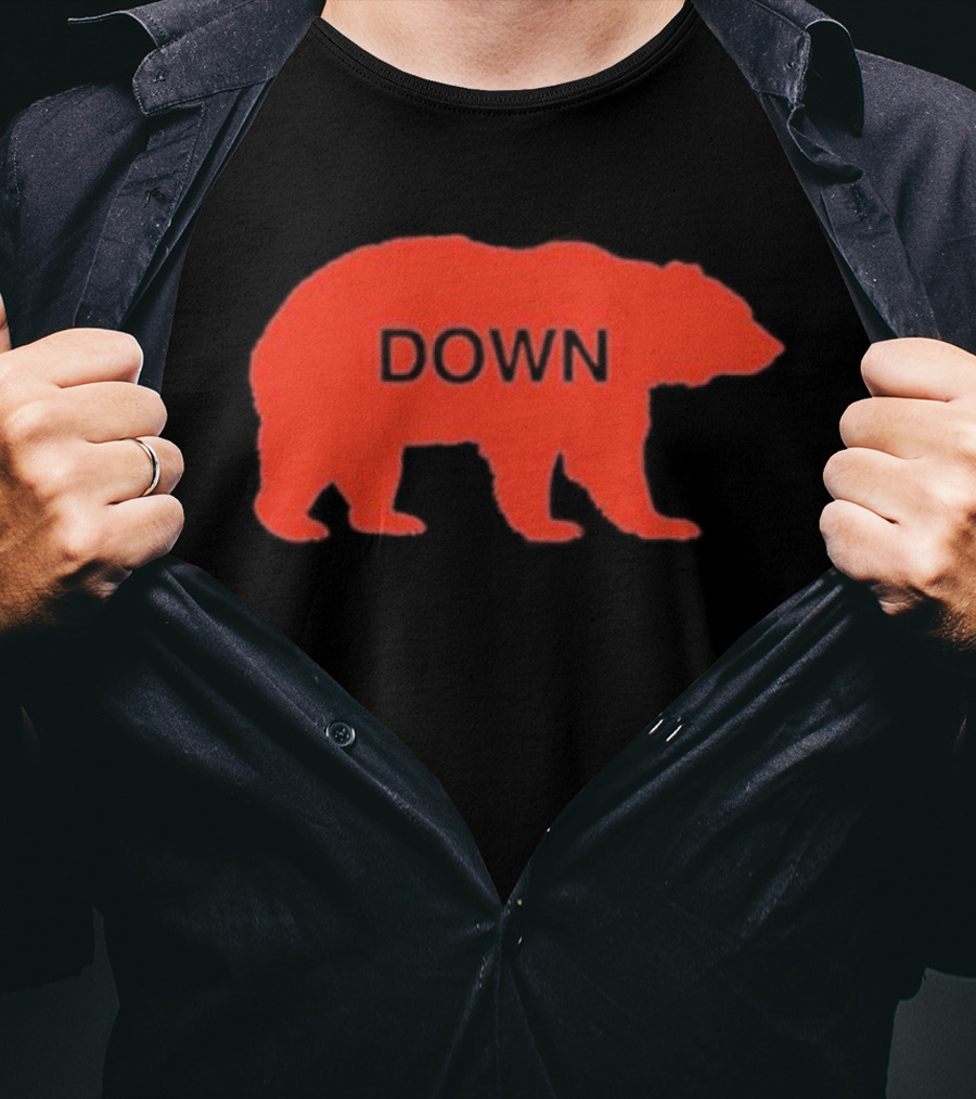 Walking Bear Down Red Bear Silhouette With Text DOWN T-Shirt
