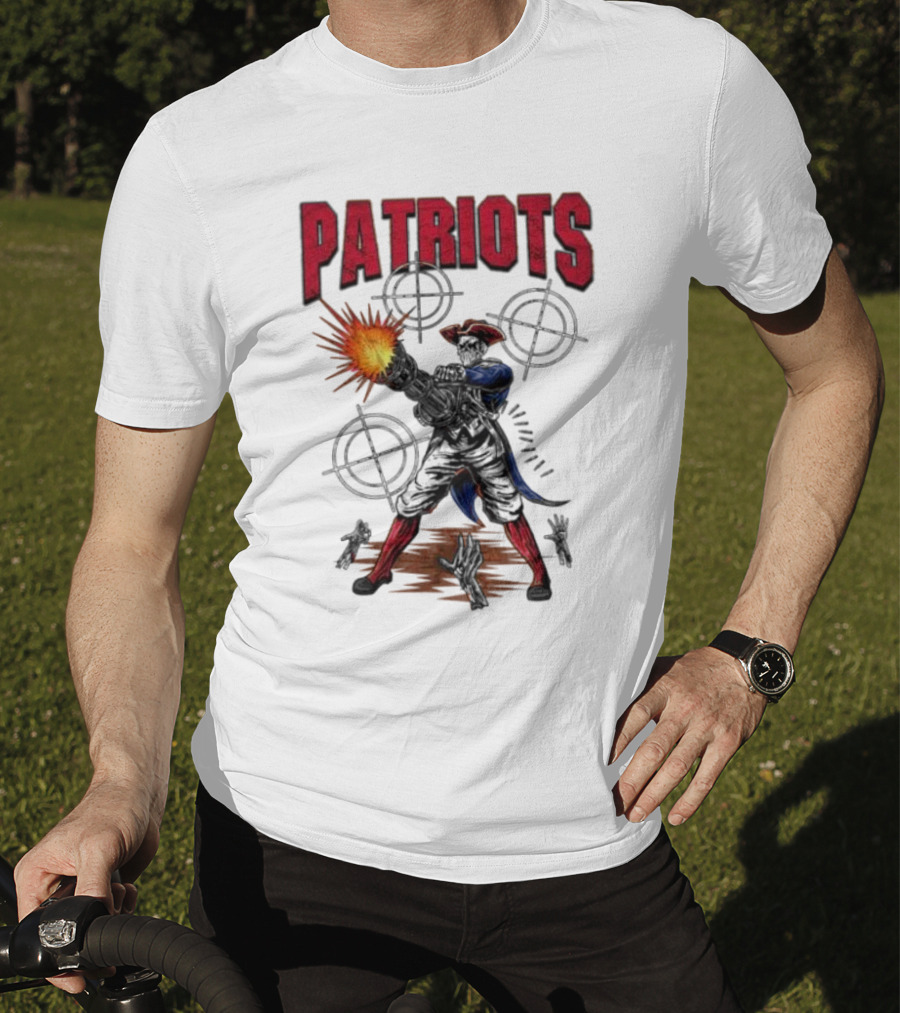 Patriots Skeleton Shooting With Rifle And Targets T-Shirt