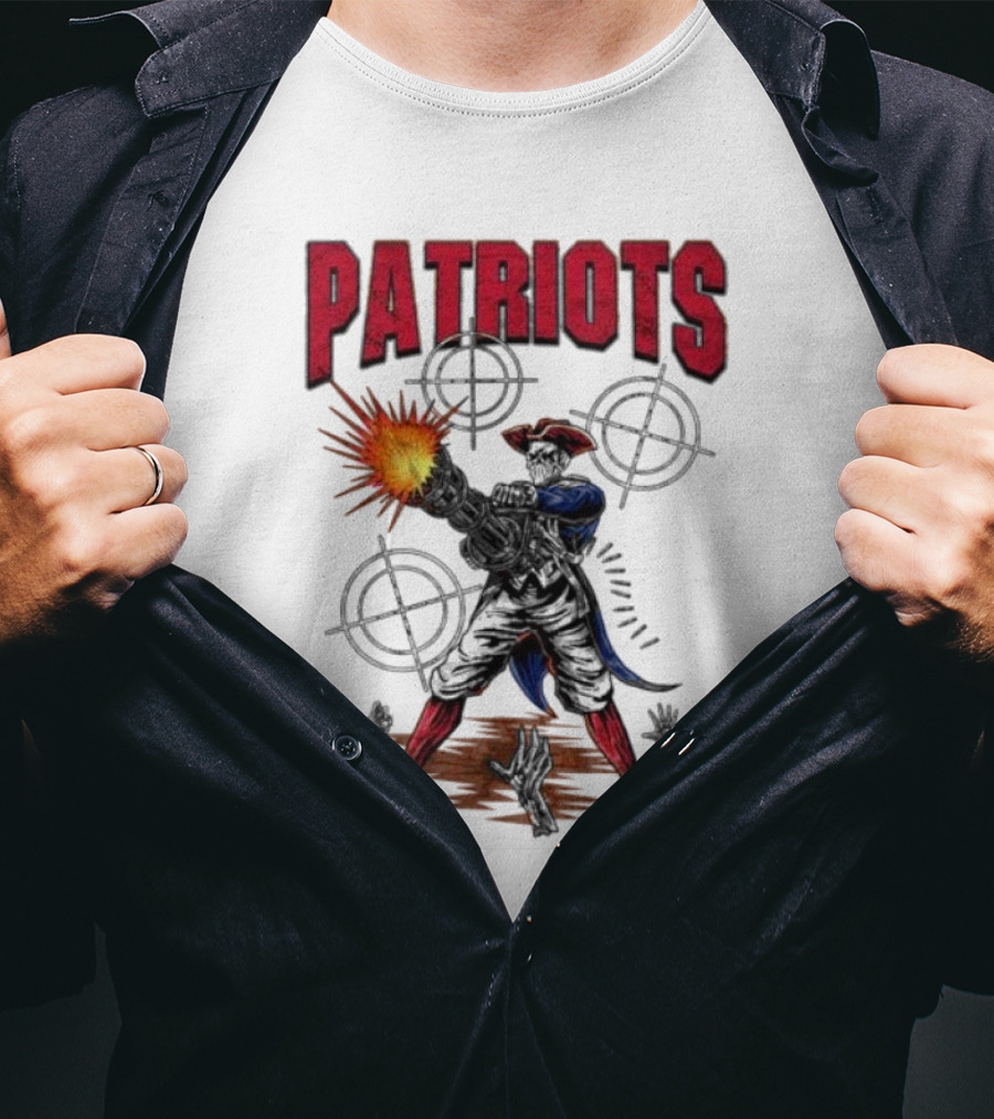 Patriots Skeleton Shooting With Rifle And Targets T-Shirt