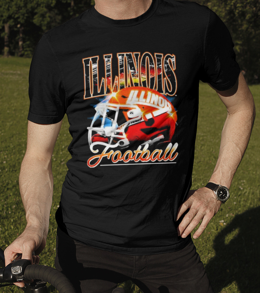 Illinois Fighting Illini Football Helmet Vintage Retro T-Shirt