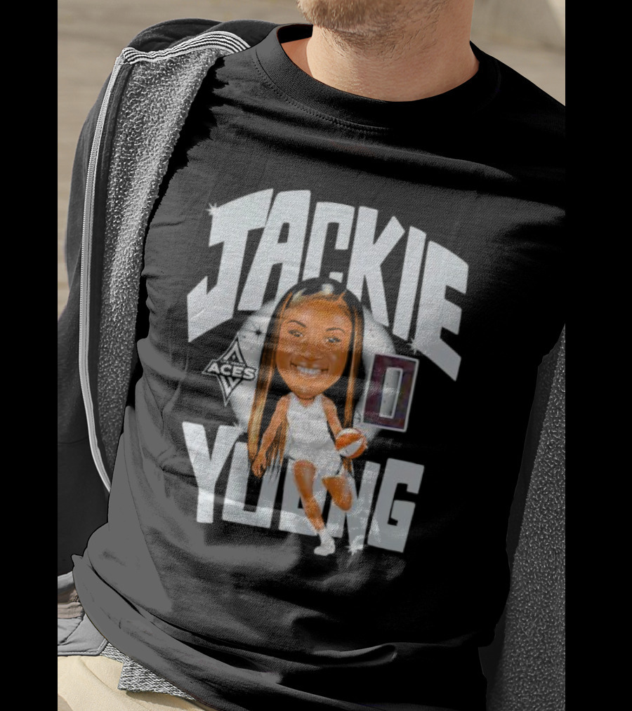 Jackie Young Las Vegas Aces Basketball Caricature T-Shirt