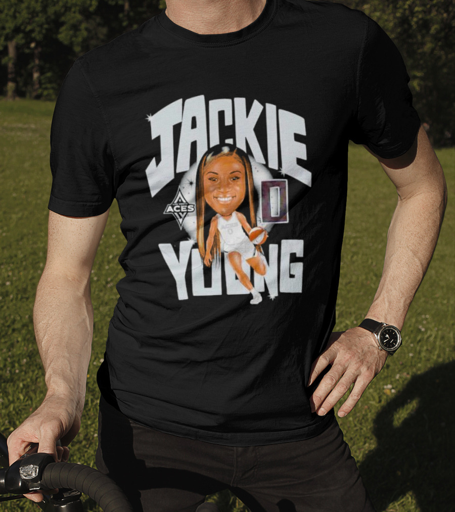 Jackie Young Las Vegas Aces Basketball Caricature T-Shirt