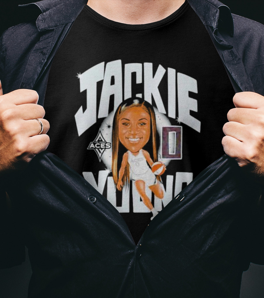 Jackie Young Las Vegas Aces Basketball Caricature T-Shirt