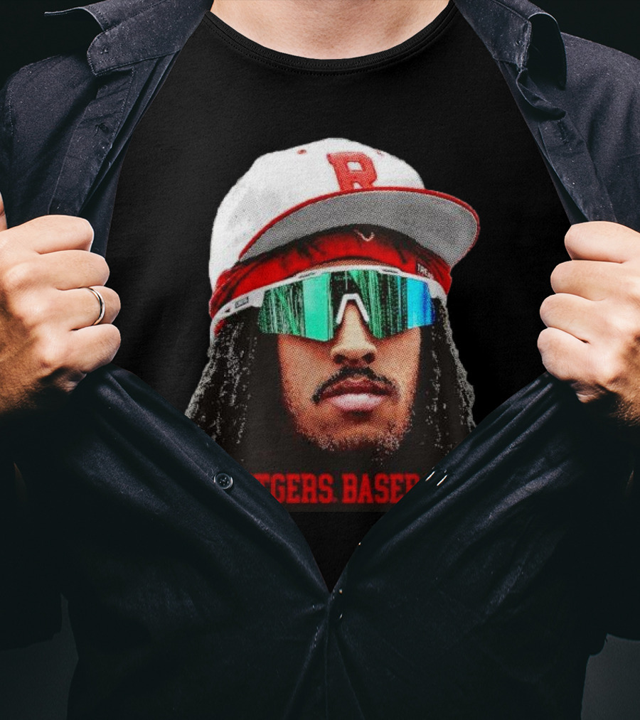 Rutgers Baseball Josh Kuroda-Grauer Scarlet Knights Big Head T-Shirt