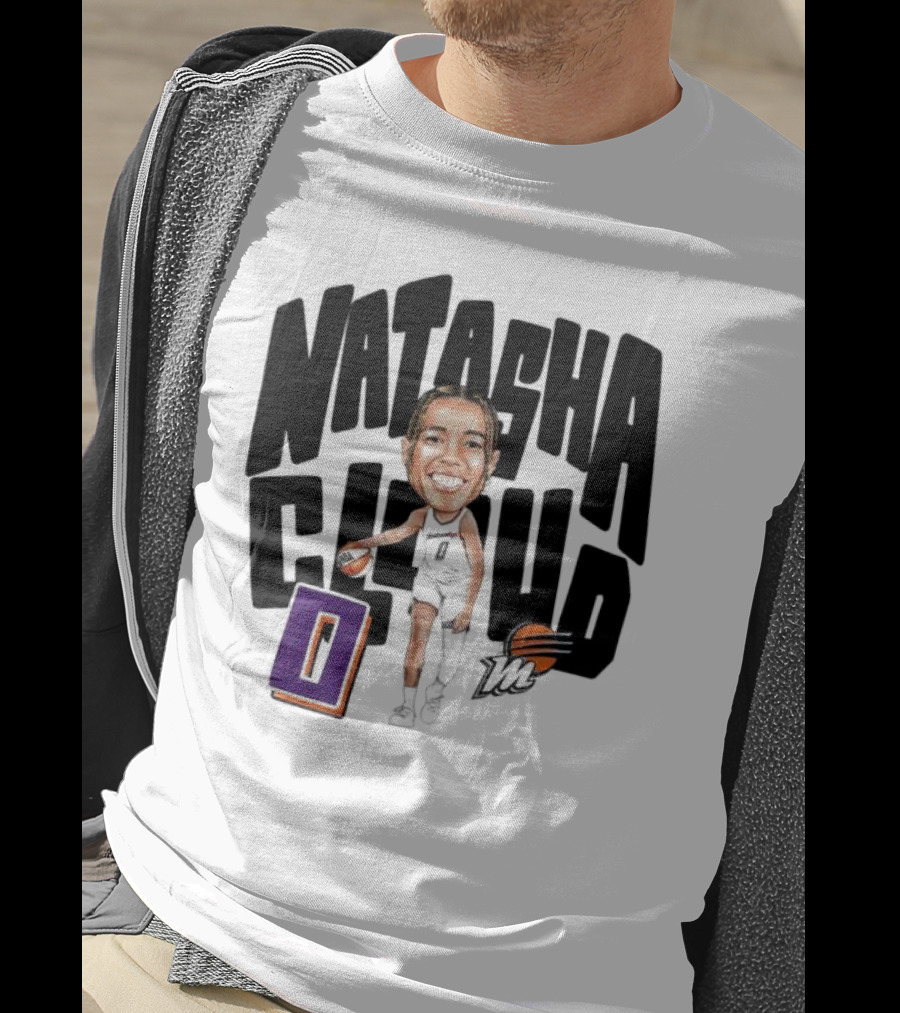 Natasha Cloud Phoenix Mercury Basketball Caricature With Orange Ball And Stylized Text T-Shirt