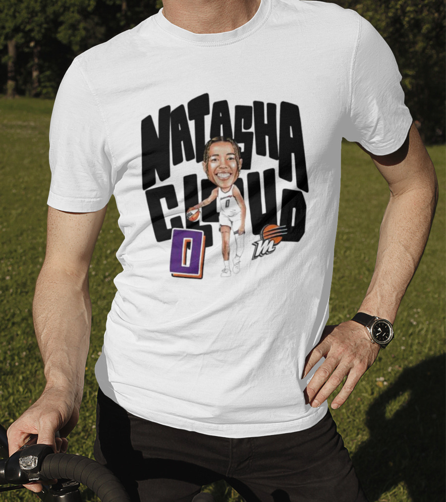 Natasha Cloud Phoenix Mercury Basketball Caricature With Orange Ball And Stylized Text T-Shirt