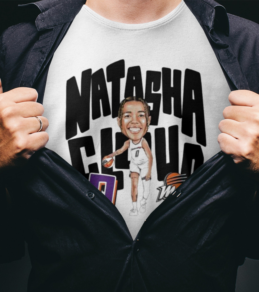 Natasha Cloud Phoenix Mercury Basketball Caricature With Orange Ball And Stylized Text T-Shirt