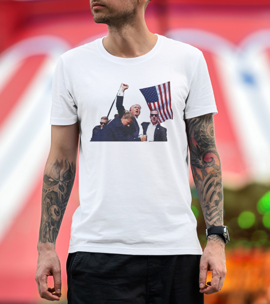 Nice Try Brandon Trump Security Struggle American Flag T-Shirt