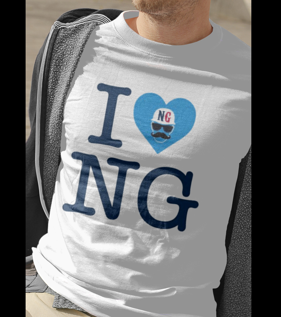 I Love NG Heart Icon With Mustache And Cap T-Shirt