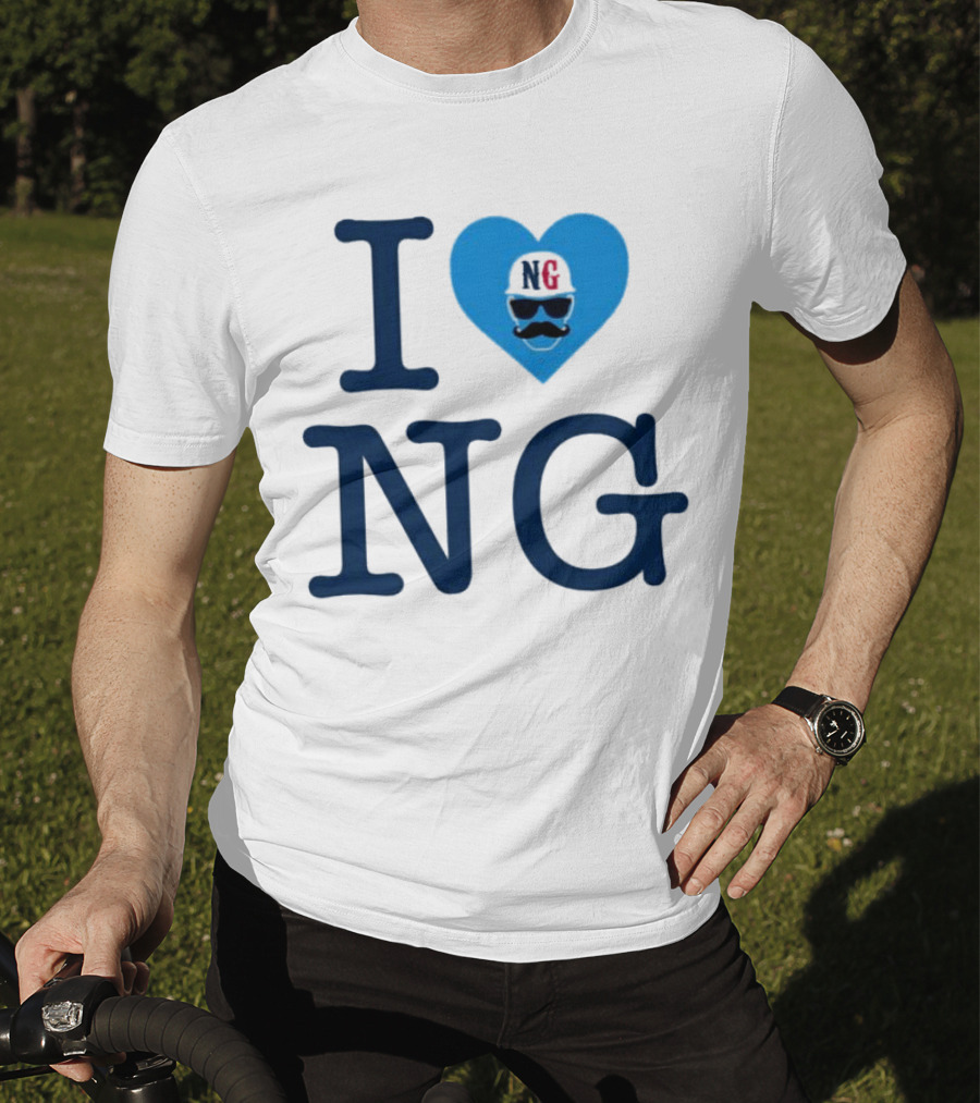I Love NG Heart Icon With Mustache And Cap T-Shirt