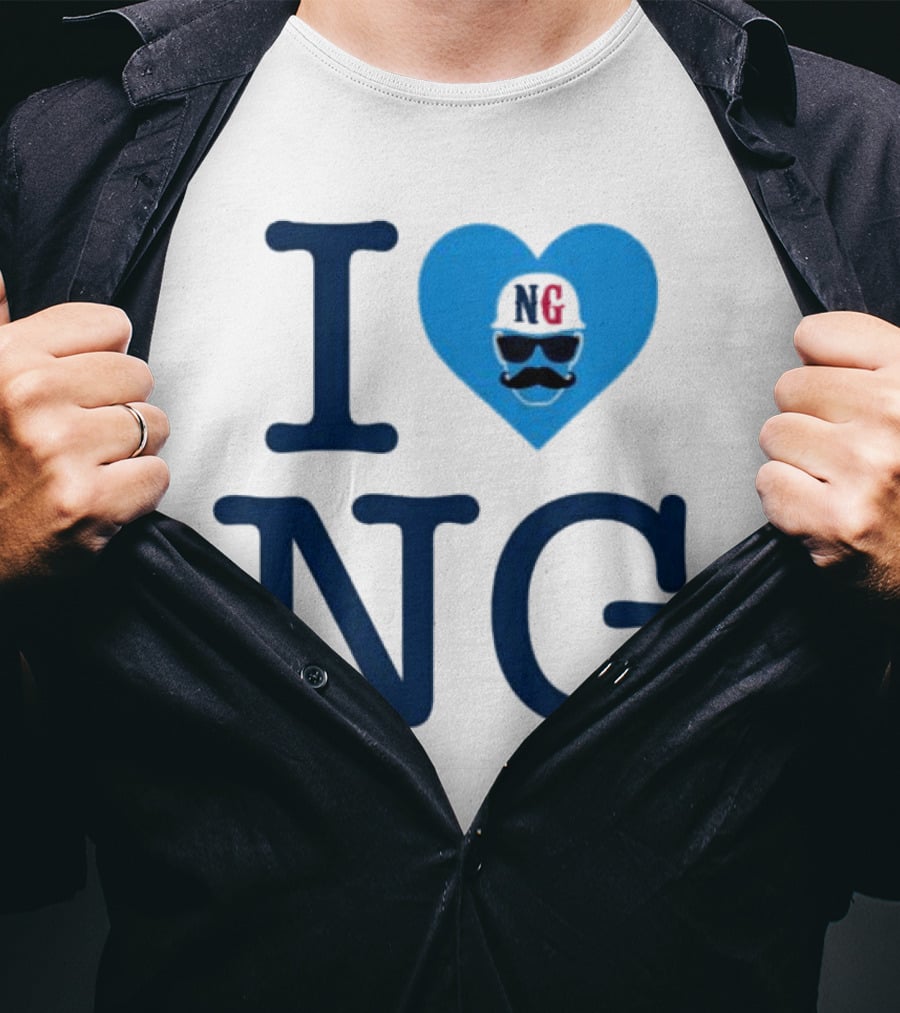 I Love NG Heart Icon With Mustache And Cap T-Shirt