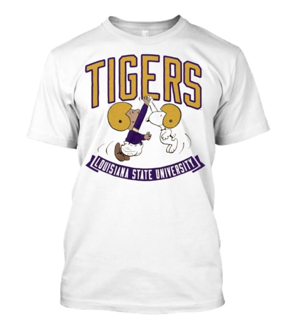Charlie Brown And Snoopy High Five Louisiana State University Tigers T-Shirt