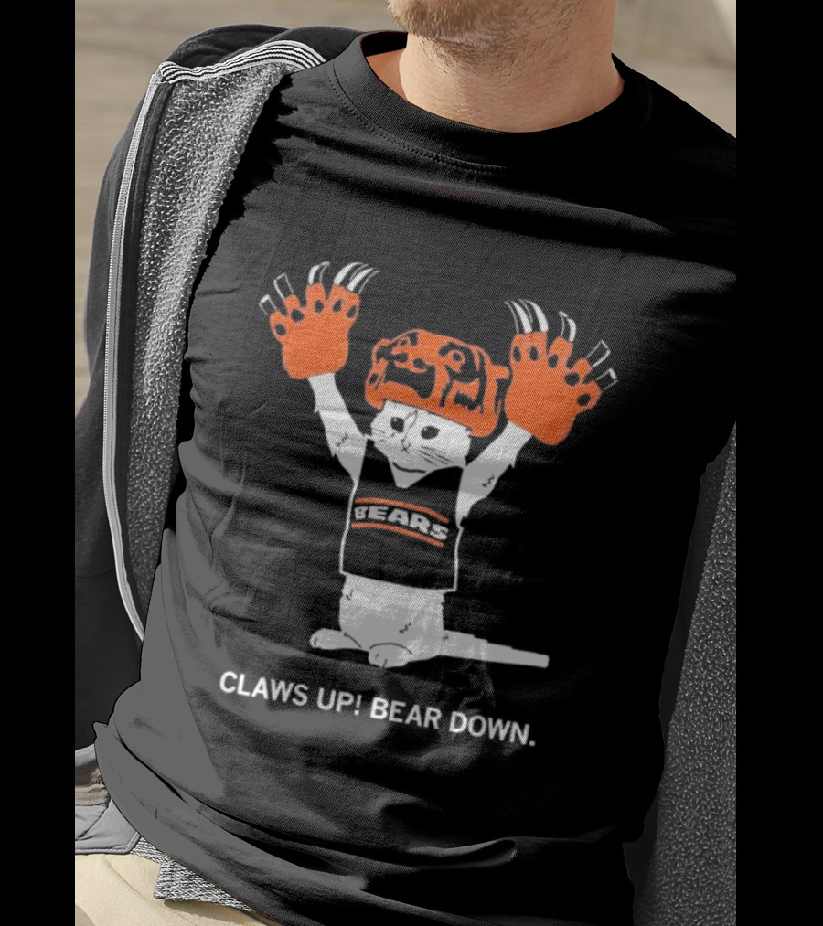 Gary Chicago Bears Cat Mascot Claws Up Bear Down T-Shirt