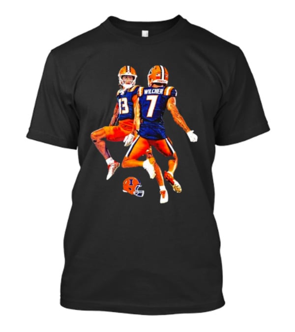 Illinois Fighting Illini Pat Bryant Kenari Wilcher Hang Time Football Jump T-Shirt