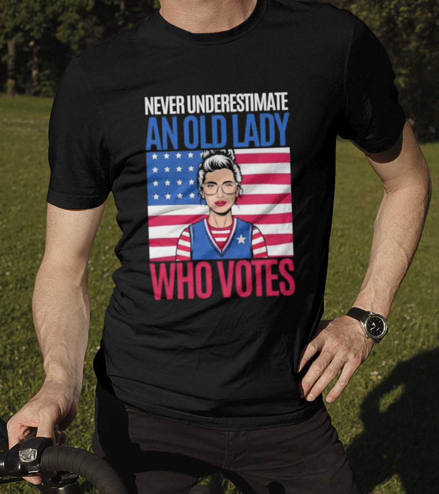 Never Underestimate An Old Lady Who Votes US Flag Iconic T-Shirt