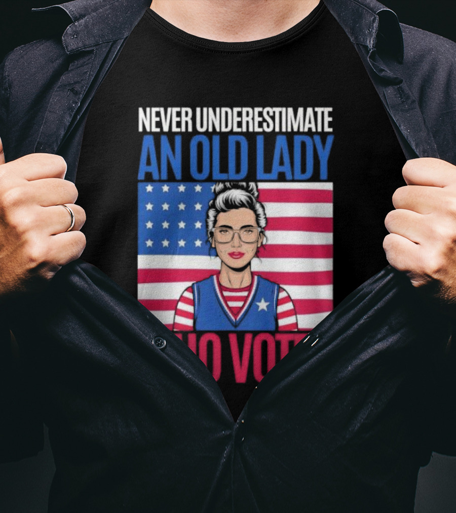 Never Underestimate An Old Lady Who Votes US Flag Iconic T-Shirt
