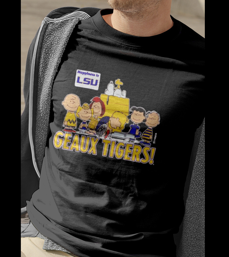 Happiness Is LSU Peanuts Characters Geaux Tigers T-Shirt