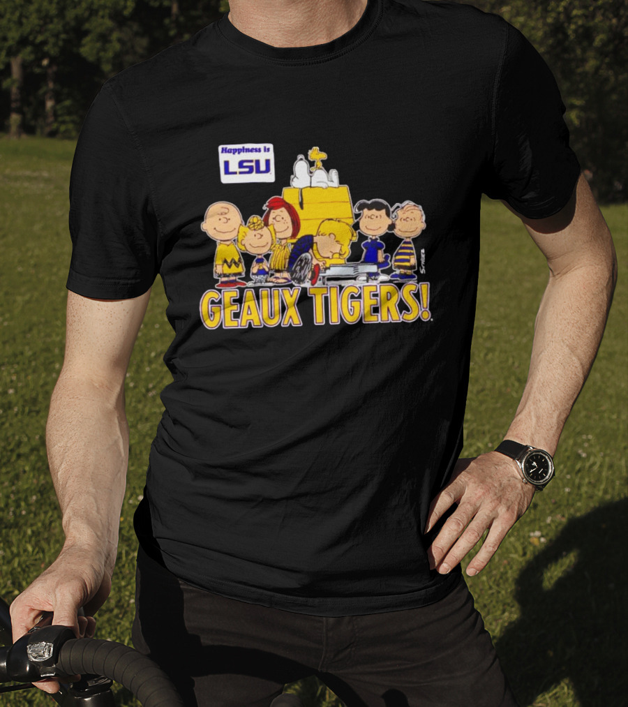 Happiness Is LSU Peanuts Characters Geaux Tigers T-Shirt