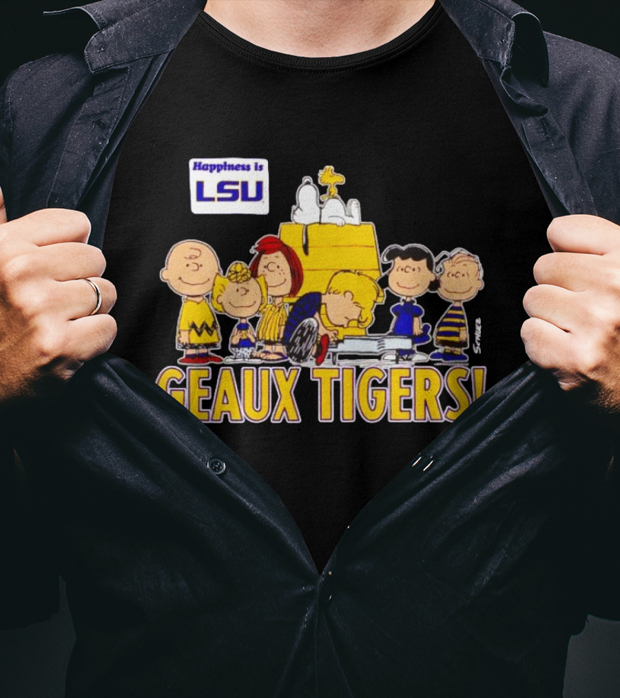 Happiness Is LSU Peanuts Characters Geaux Tigers T-Shirt