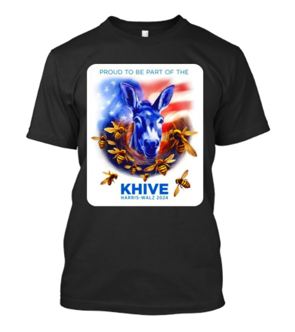 Proud To Be Part Of The KHIVE Harris-Walz 2024 Donkey With Bees USA Flag T-Shirt