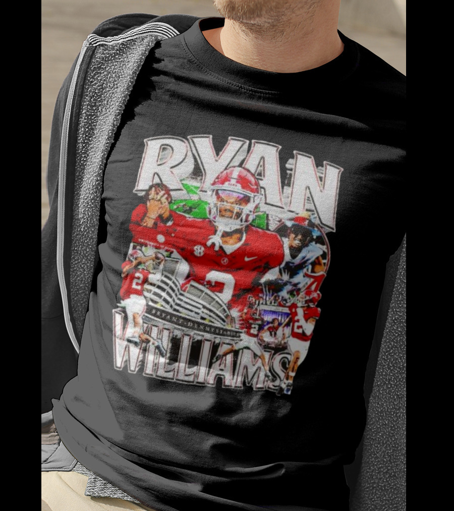 Ryan Williams Alabama Crimson Tide Bryant Denny Stadium Vintage Football Collage T-Shirt