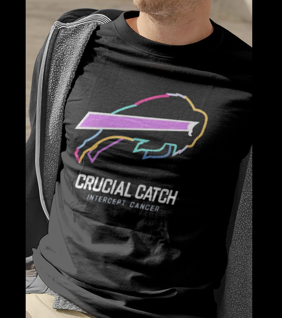 Buffalo Bills NFL Rainbow Logo Crucial Catch Intercept Cancer Initiative T-Shirt