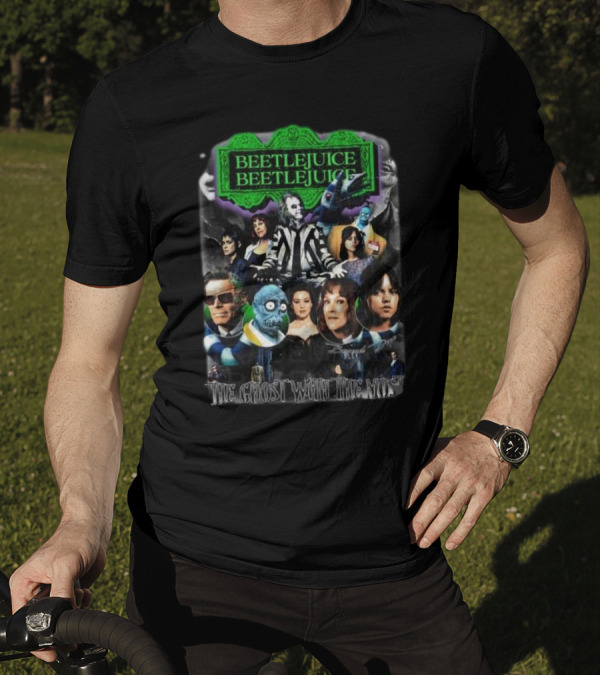 Beetlejuice Beetlejuice The Ghost With The Most Halloween Movie Characters Montage T-Shirt