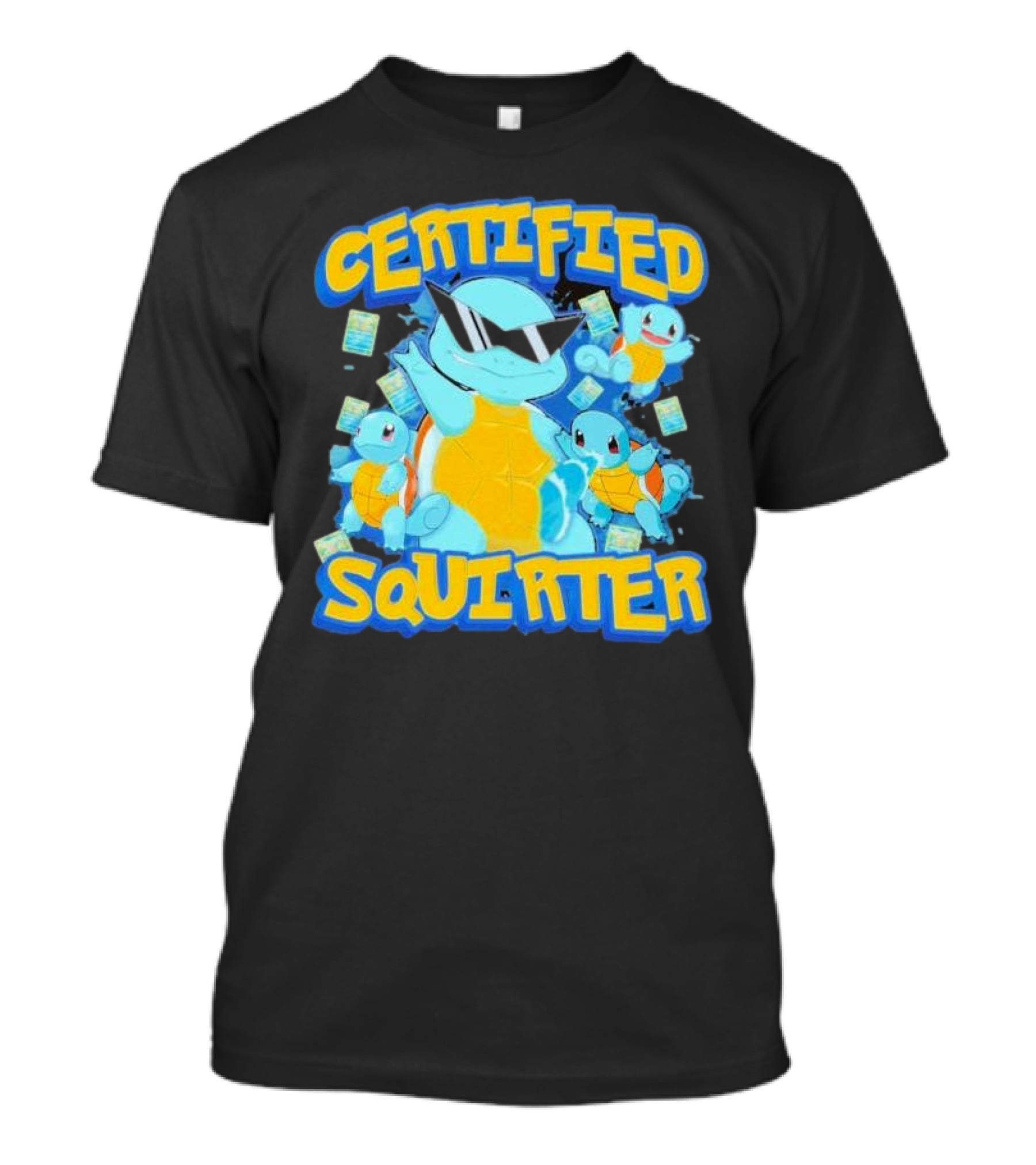 Certified Squirter Pokemon Squirtle Party With Sunglasses And Cards T-Shirt