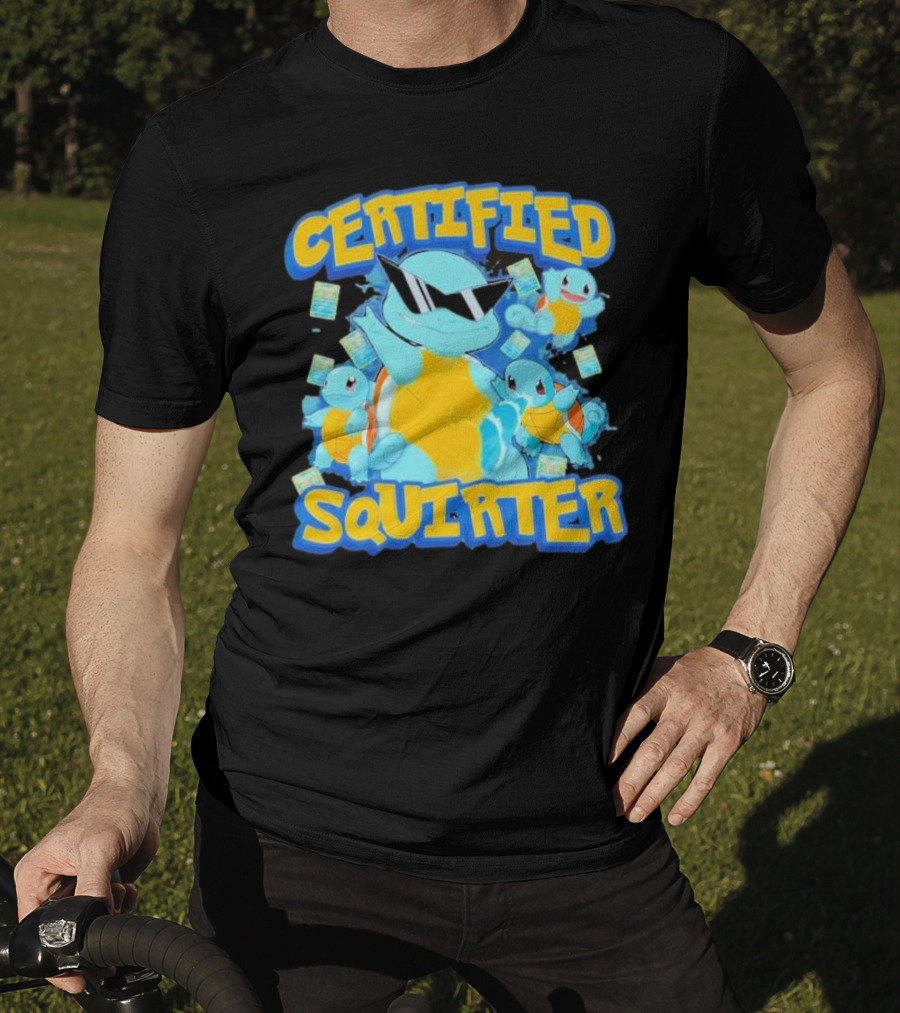 Certified Squirter Pokemon Squirtle Party With Sunglasses And Cards T-Shirt
