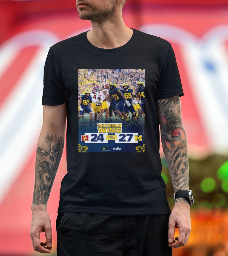 Michigan Wins 27-24 Against USC Football Final Score Meijer T-Shirt