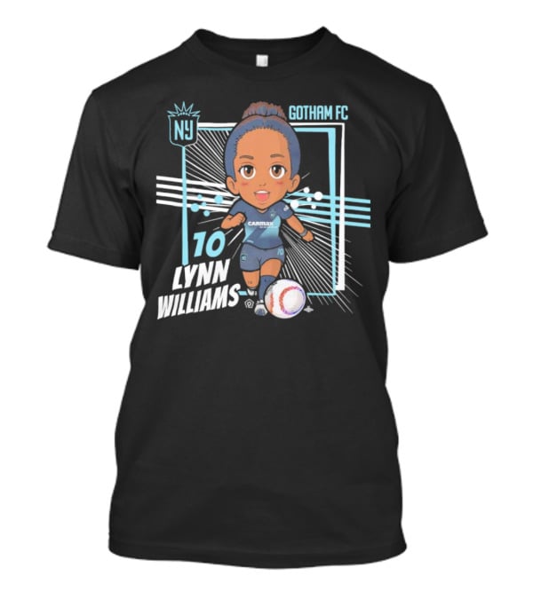 NJ NY Gotham FC Lynn Williams 10 Chibi Character Black T-Shirt