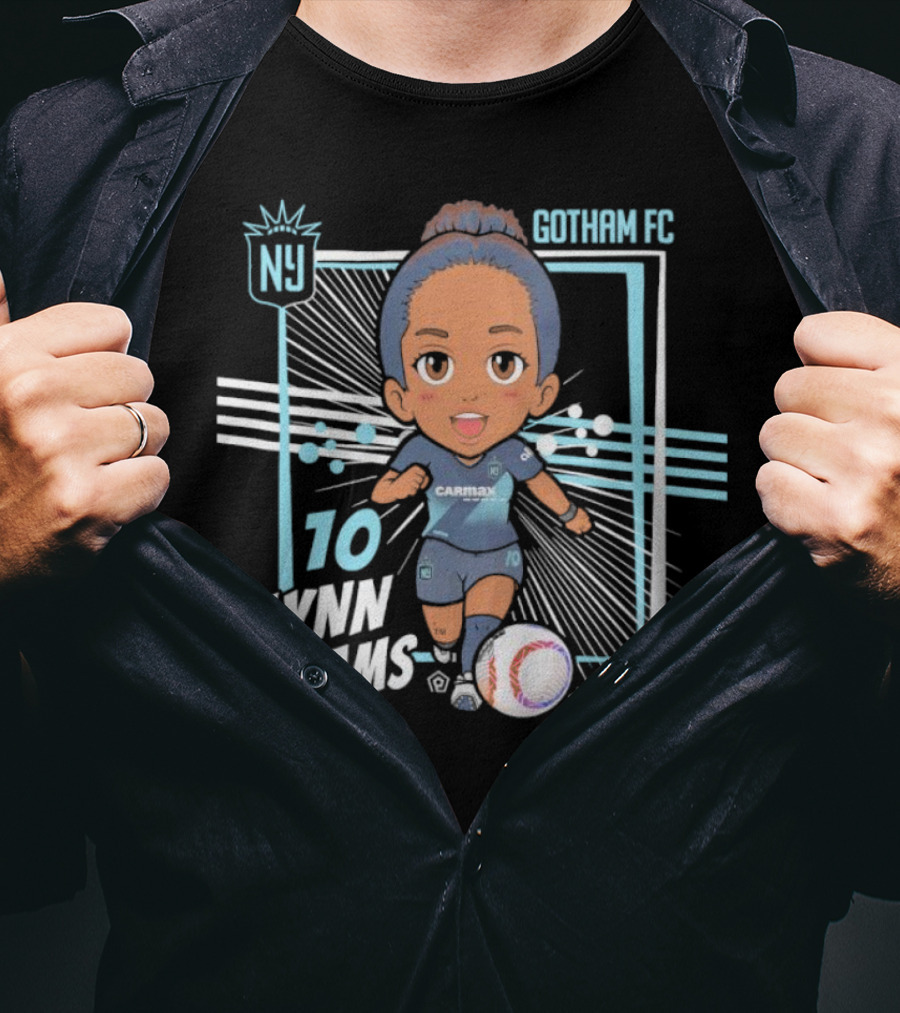 NJ NY Gotham FC Lynn Williams 10 Chibi Character Black T-Shirt