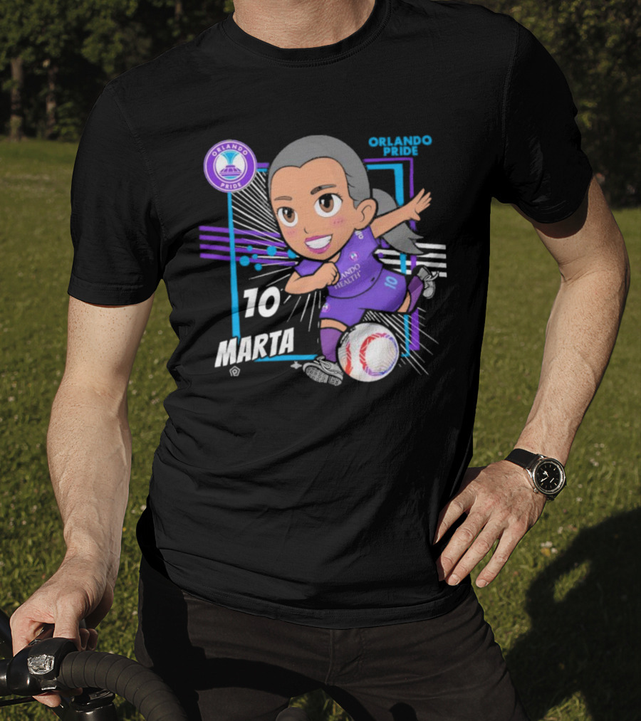 Orlando Pride Marta 10 Chibi Soccer Black T-Shirt