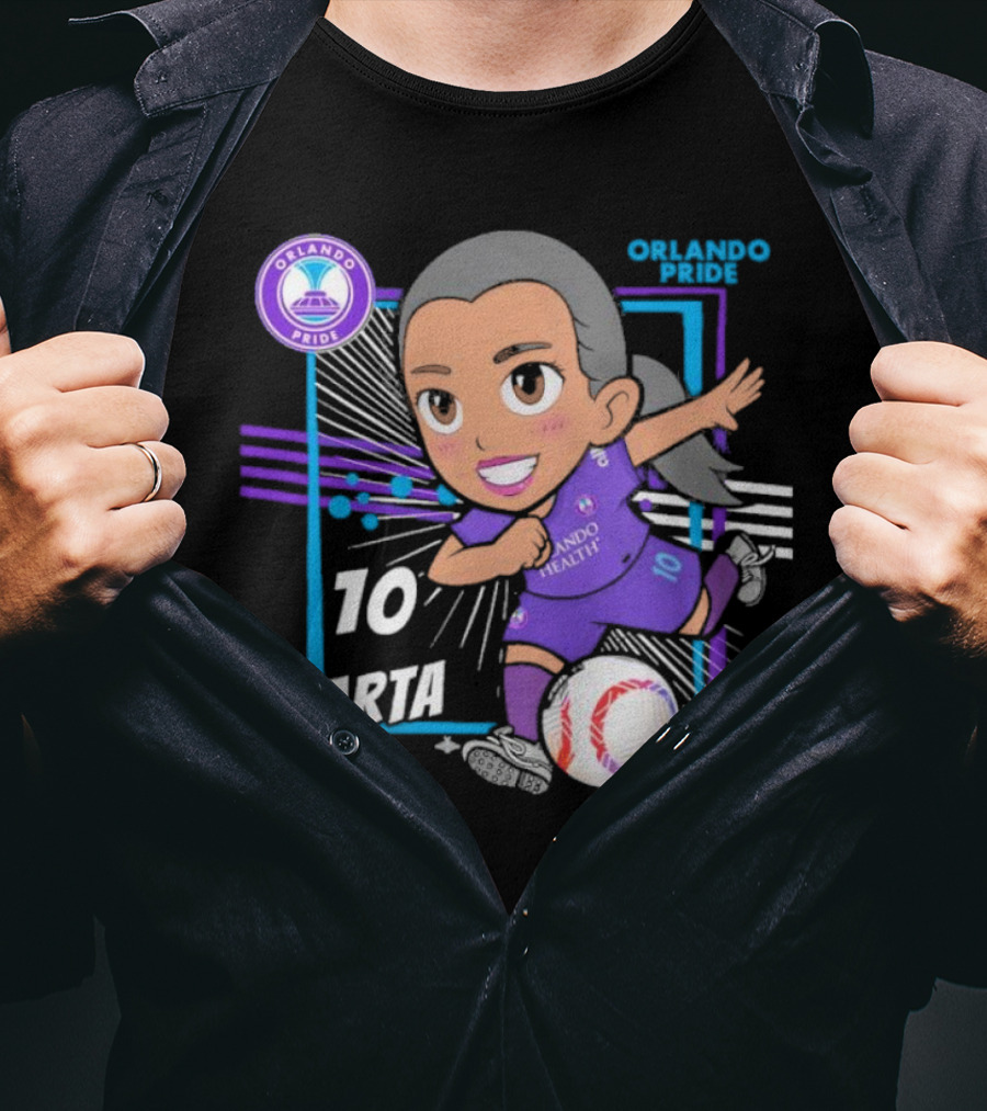 Orlando Pride Marta 10 Chibi Soccer Black T-Shirt