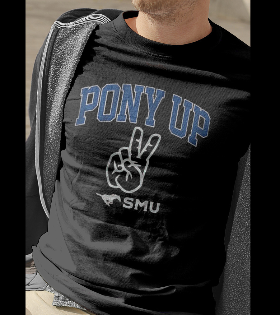 PONY UP SMU Peace Sign Mustang T-Shirt