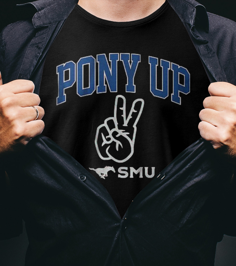 PONY UP SMU Peace Sign Mustang T-Shirt