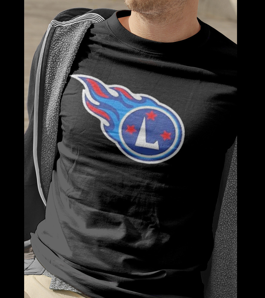 Funny Ahh Tees Tennessee Titans Fire L логотип T-Shirt