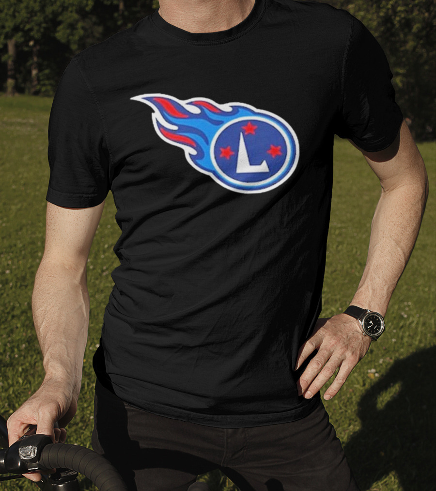 Funny Ahh Tees Tennessee Titans Fire L логотип T-Shirt