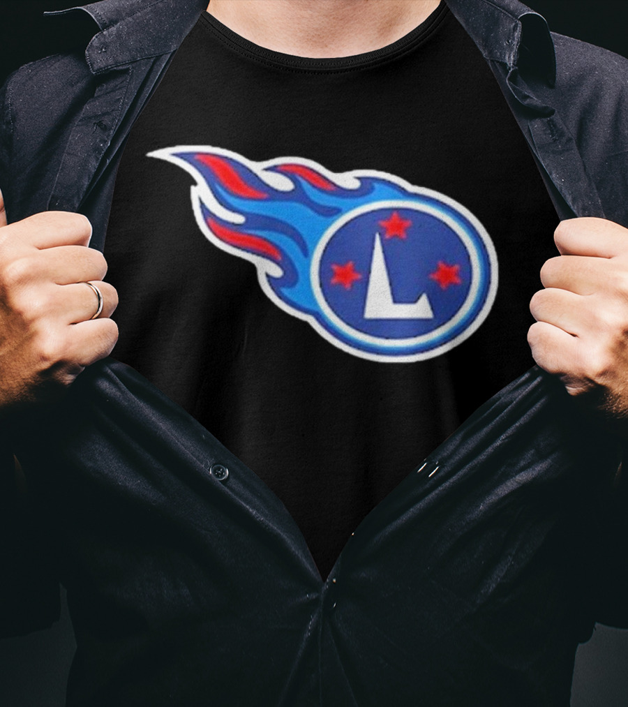 Funny Ahh Tees Tennessee Titans Fire L логотип T-Shirt