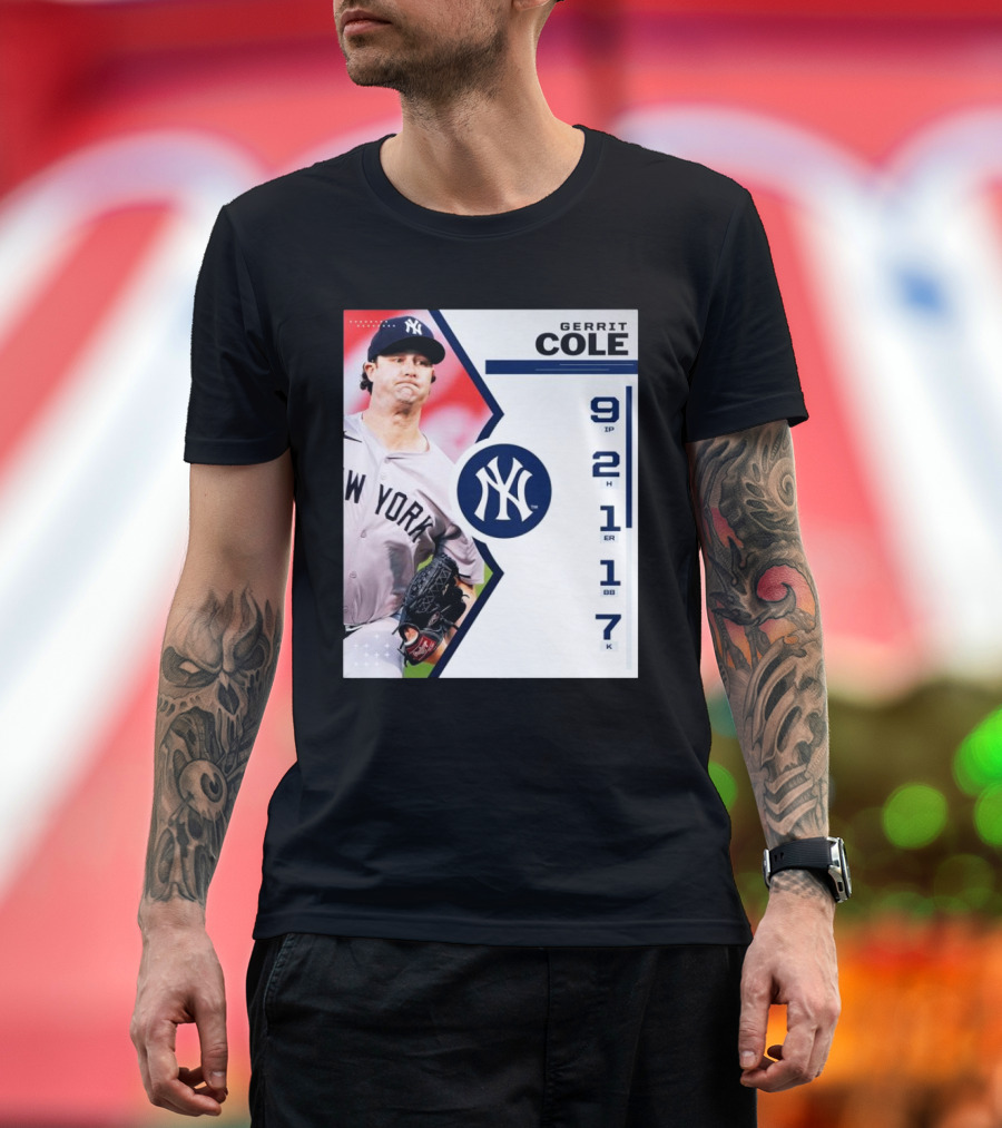 Gerrit Cole New York Yankees Pitching Performance 9 IP 2 H 1 ER 1 BB 7 K T-Shirt